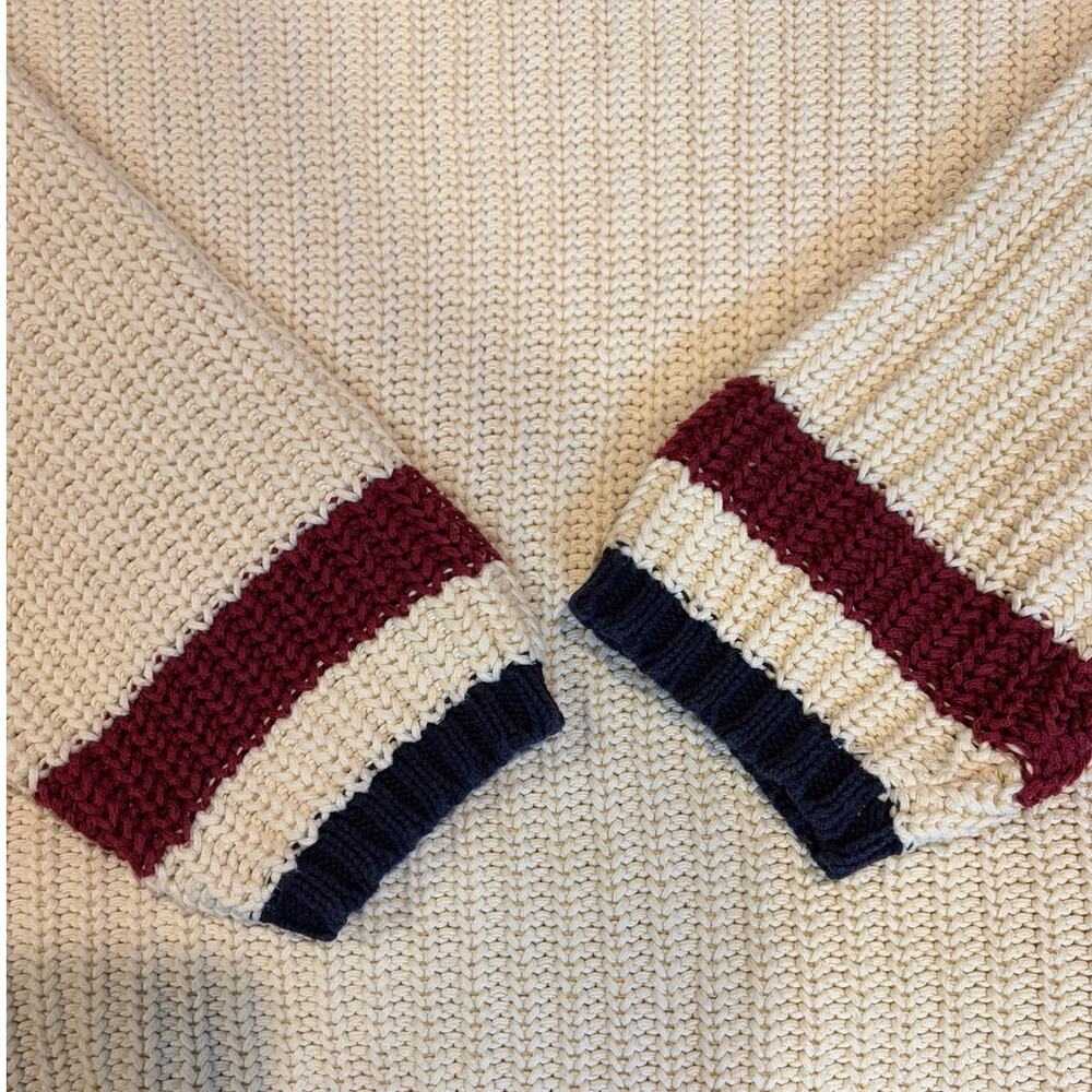Vintage Cotton Cricket Tennis Sweater MEDIUM Navy Burgundy Tipped Crewneck - Picture 8 of 8